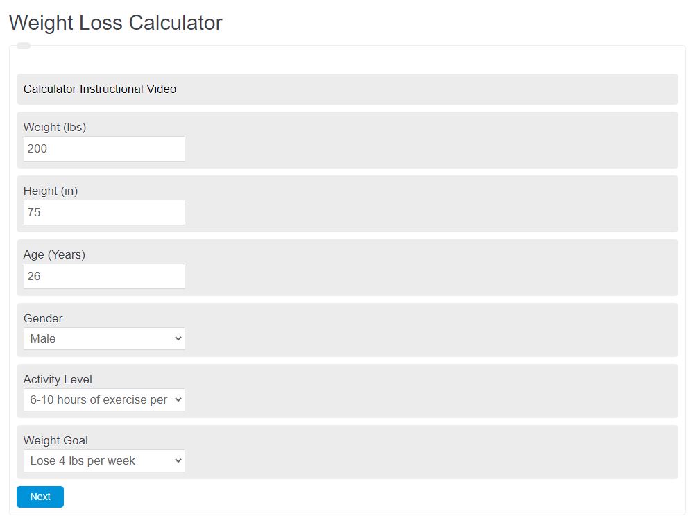 10 Weight Loss Calculator
