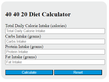 40 40 20 Macro Calculator